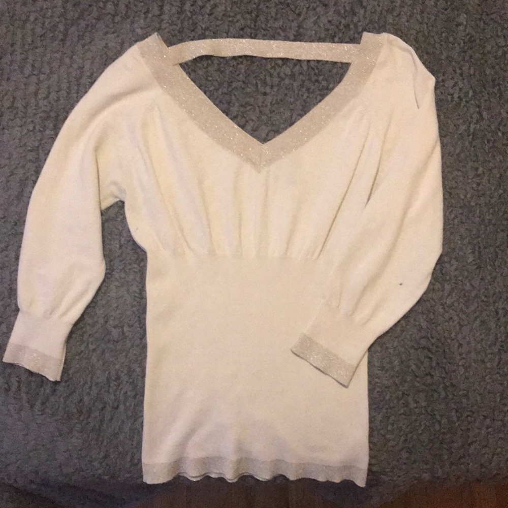 Bebe cream and gold fitted sweater